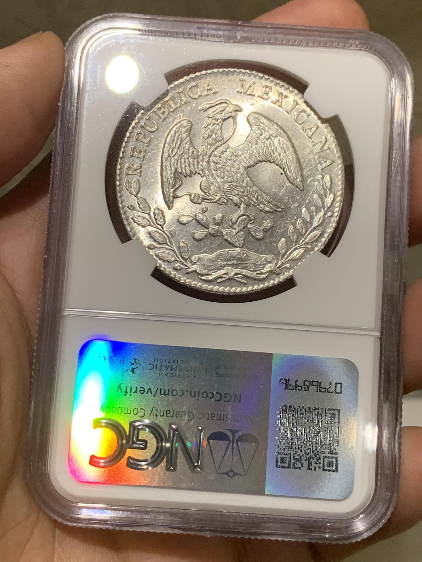 《竞宝斋》第287场-周六， 周日，周一 3场连拍 （全场包邮） NGC MS63 墨西哥 1879 GO SM 8瑞尔 花边鹰洋 全羽 十字光 可藏