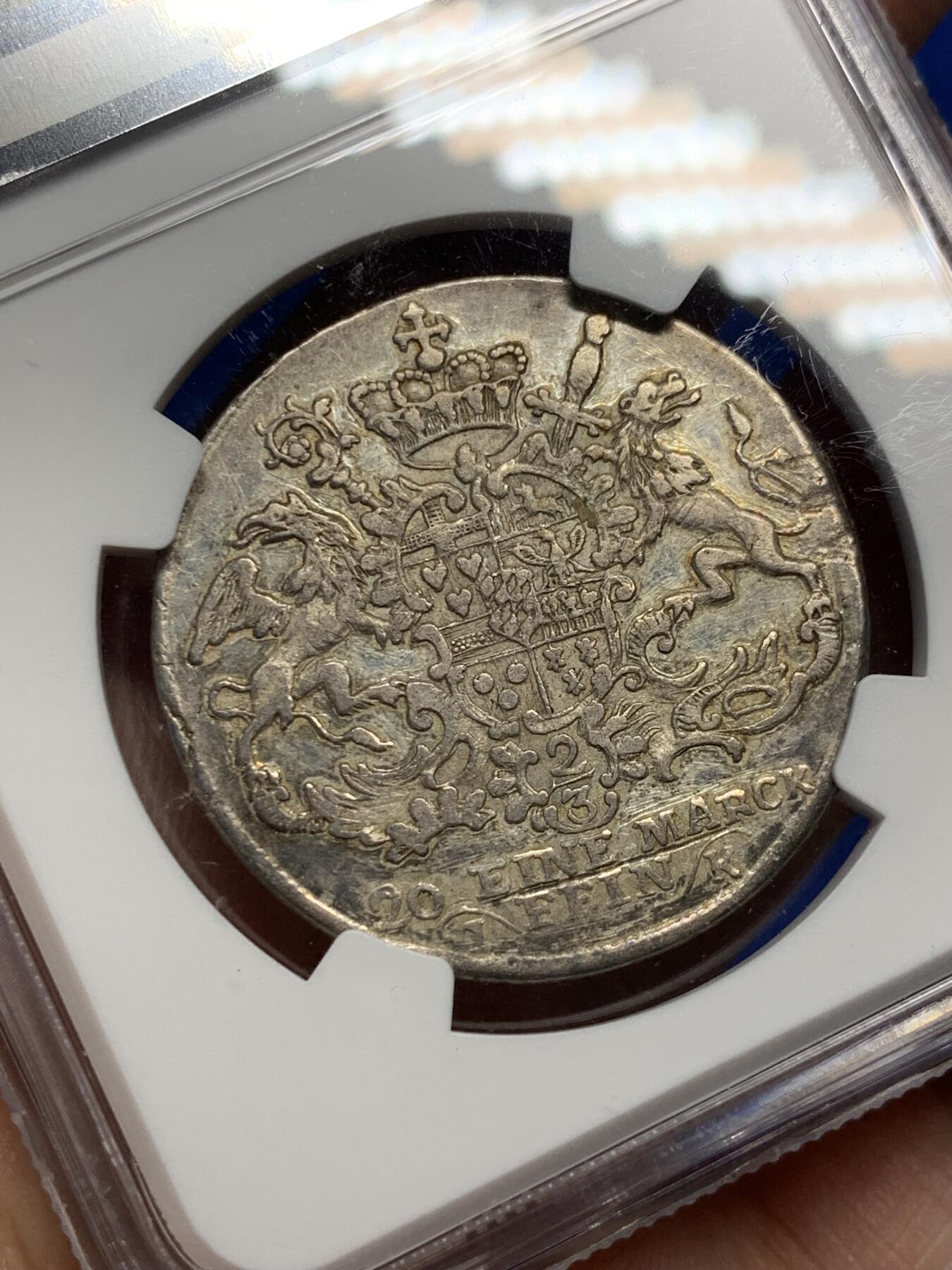 《竞宝斋》第287场-周六， 周日，周一 3场连拍 （全场包邮） NGC AU 德国 1764 明斯特主教区 柯尼塞克 2/3泰勒银币 稀少品种 该年份银币最大面值