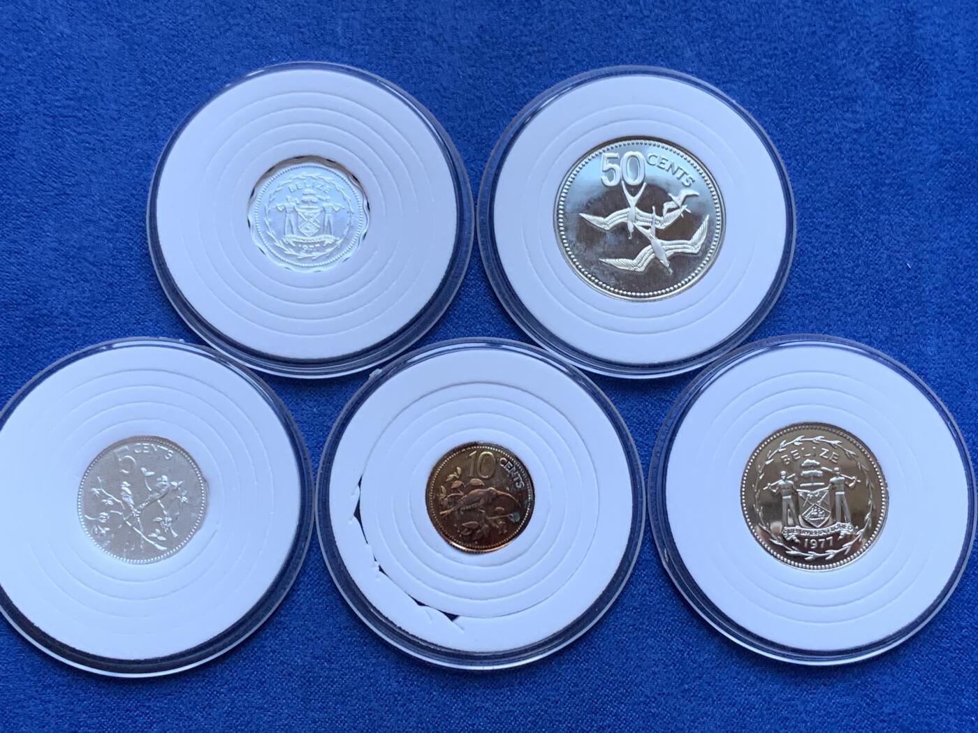 《竞宝斋》第287场-周六， 周日，周一 3场连拍 （全场包邮） 5枚一组 1977年伯利兹套币