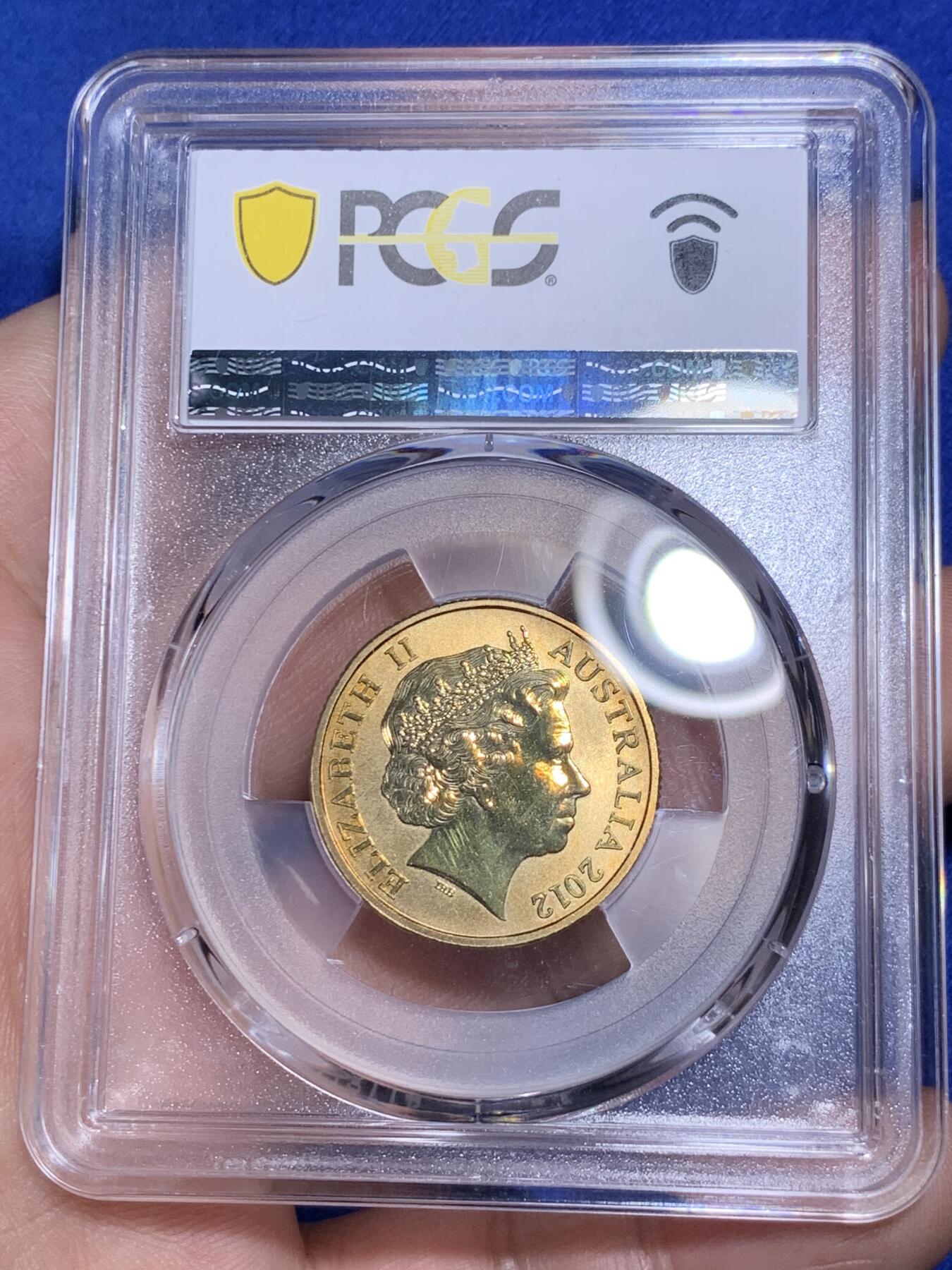 《竞宝斋》第287场-周六， 周日，周一 3场连拍 （全场包邮） PCGS金盾 MS66 澳大利亚2012年苏门答腊虎1元彩色铜币