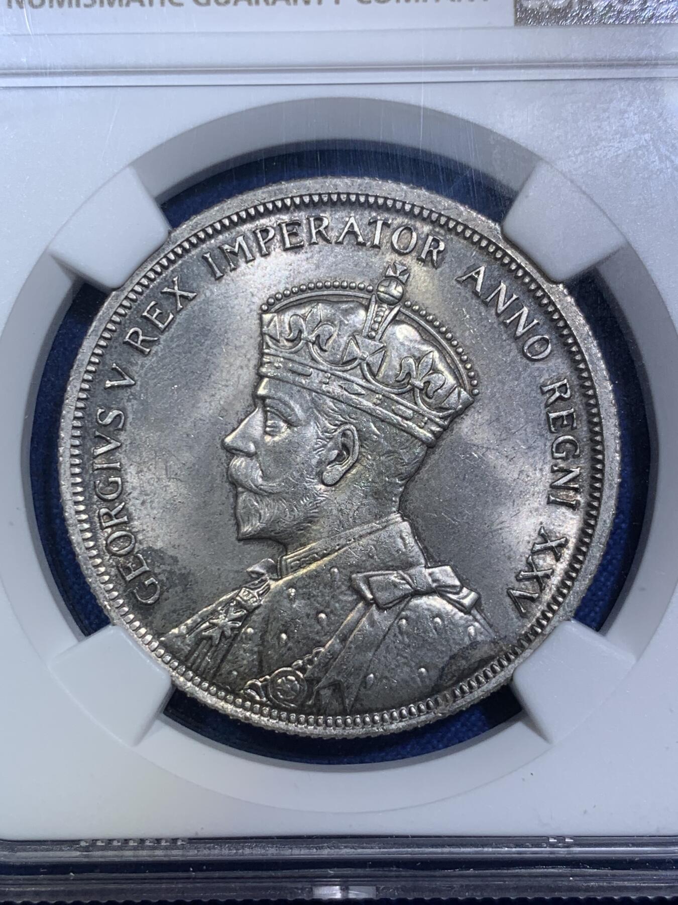 《竞宝斋》第287场-周六， 周日，周一 3场连拍 （全场包邮） NGC MS64 加拿大1935年乔治五世1元银币 首年版 银光闪闪 一步到位