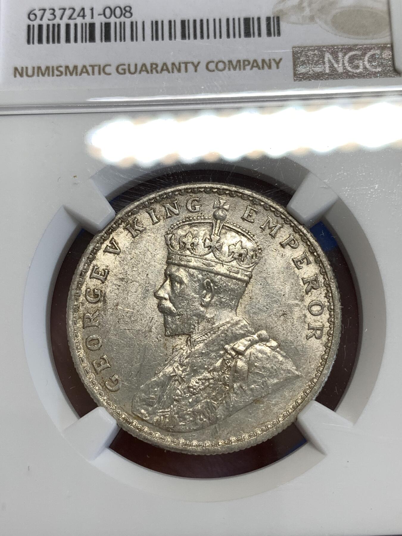 《竞宝斋》第287场-周六， 周日，周一 3场连拍 （全场包邮） NGC AUD 印度1916C乔治五世1卢比银币