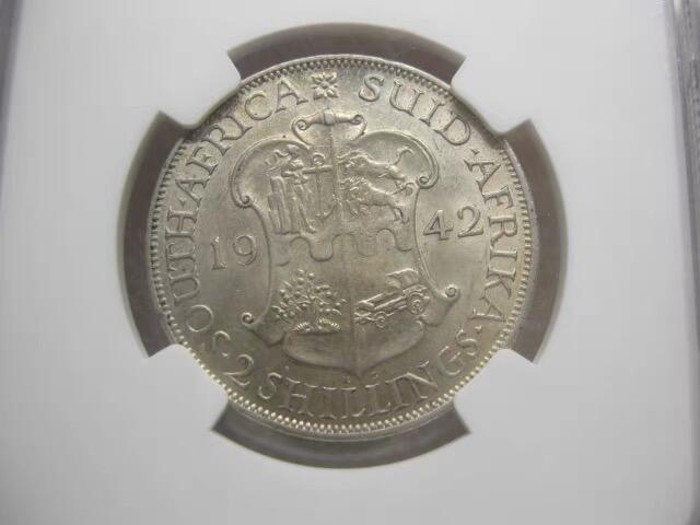 NGC-AU58英属南非1942年2先令银币