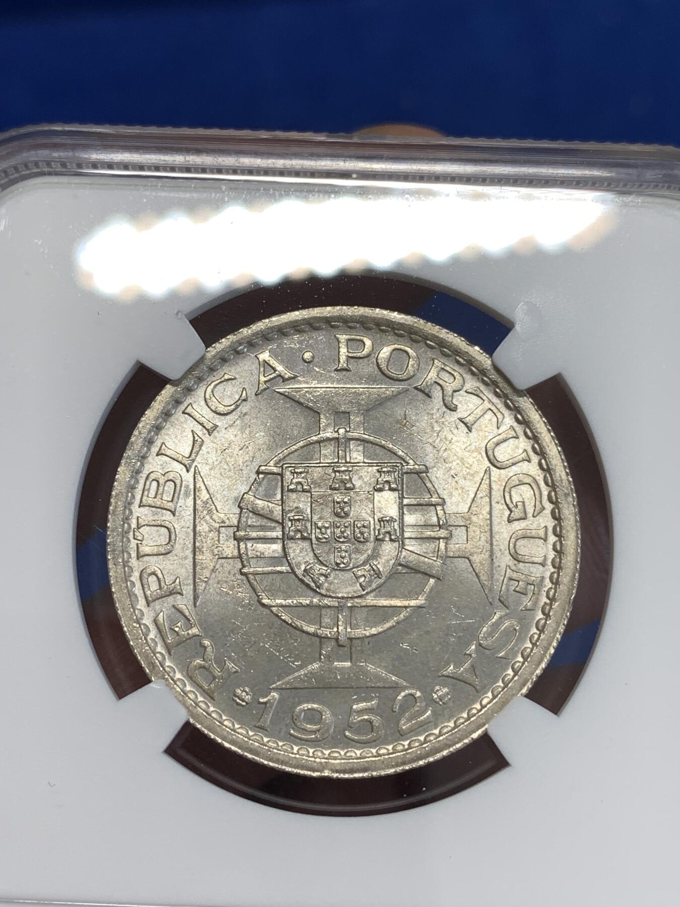 《竞宝斋》第287场-周六， 周日，周一 3场连拍 （全场包邮） NGC MS63 中国 澳门 1952年 五元 银币