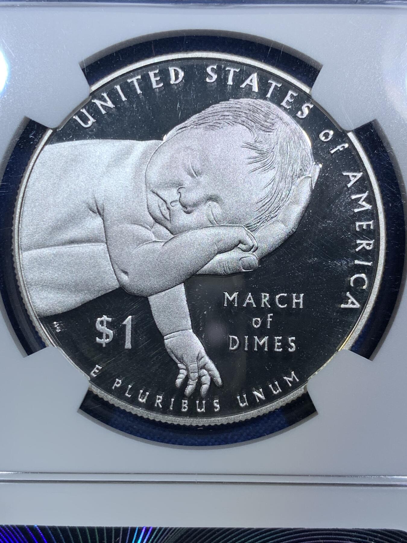 《竞宝斋》第287场-周六， 周日，周一 3场连拍 （全场包邮） NGC PF69UC 美国2015年畸形儿基金会1美元精制银币 克劳斯2017年获奖币 最富激情币 PROOF精制币 币面清爽干净又漂亮 打制精美