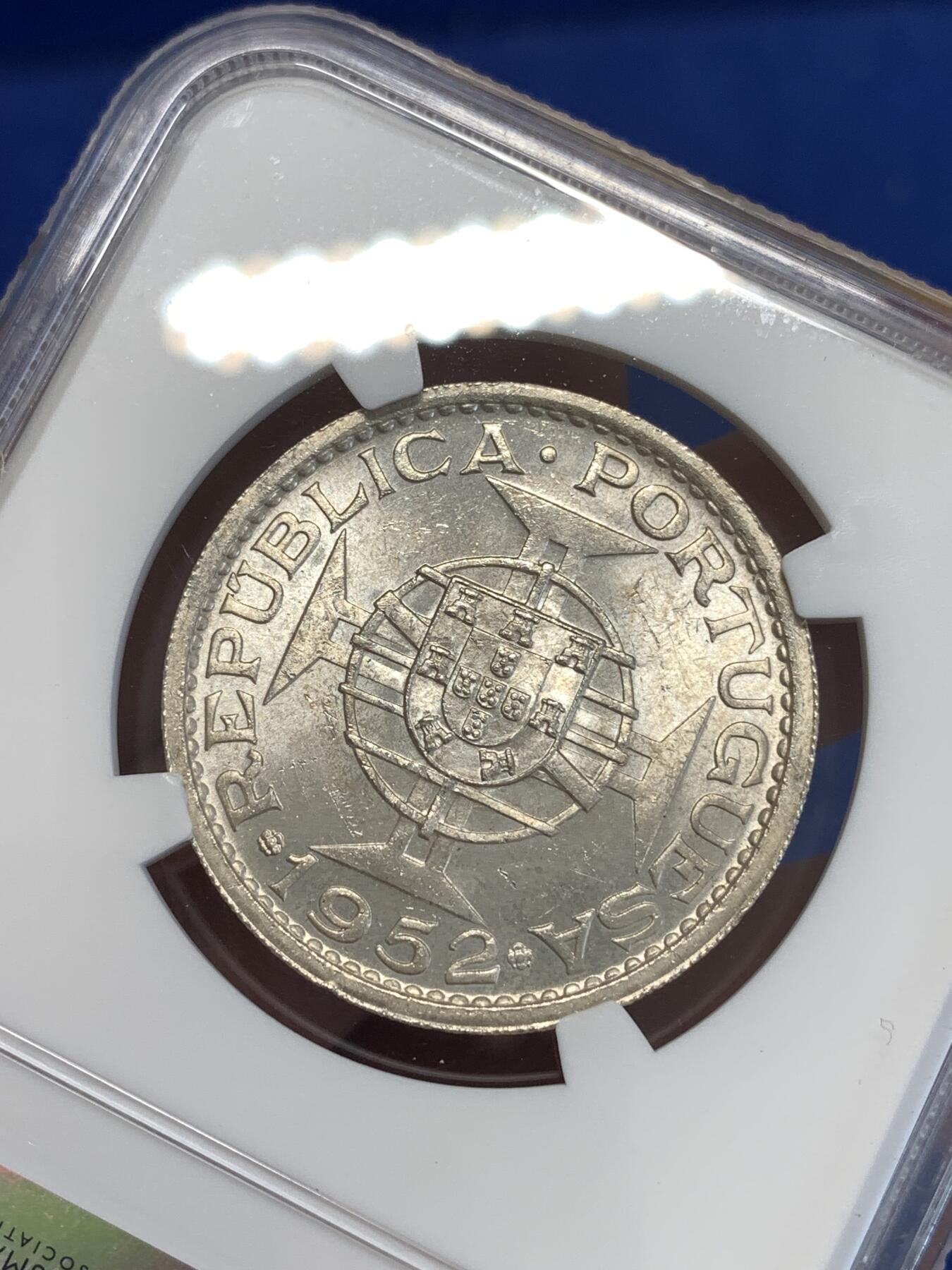 《竞宝斋》第287场-周六， 周日，周一 3场连拍 （全场包邮） NGC MS63 中国 澳门 1952年 五元 银币