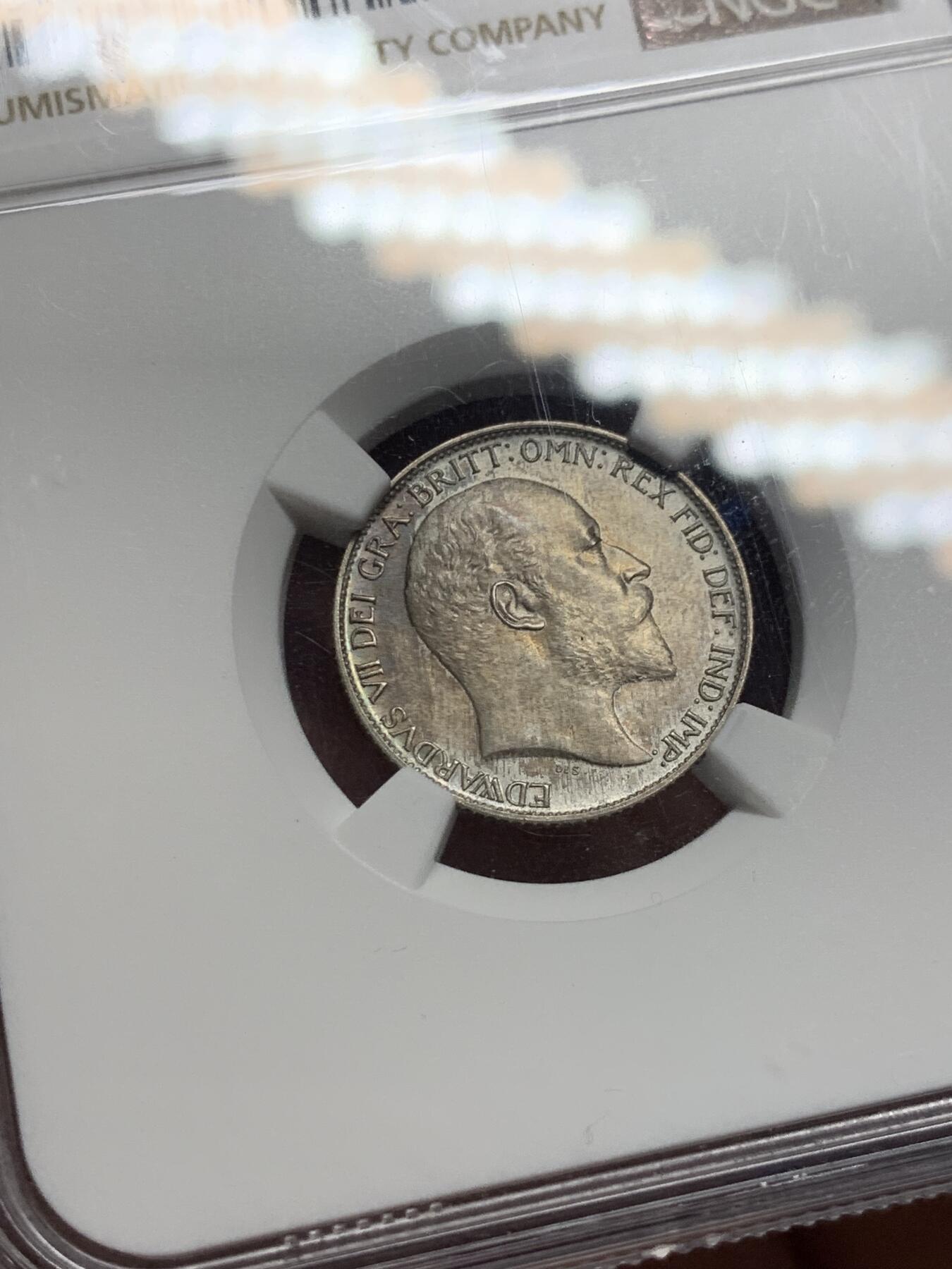 《竞宝斋》第287场-周六， 周日，周一 3场连拍 （全场包邮） NGC PF62 英国1902年爱德华七世精制6便士