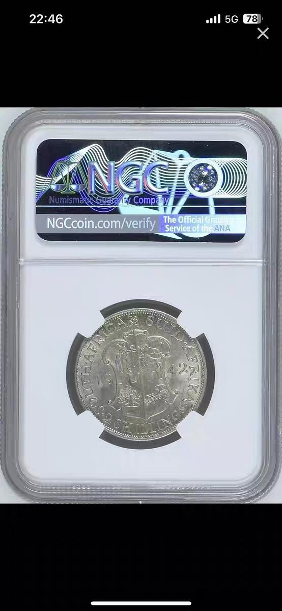NGC-AU58英属南非1942年2先令银币