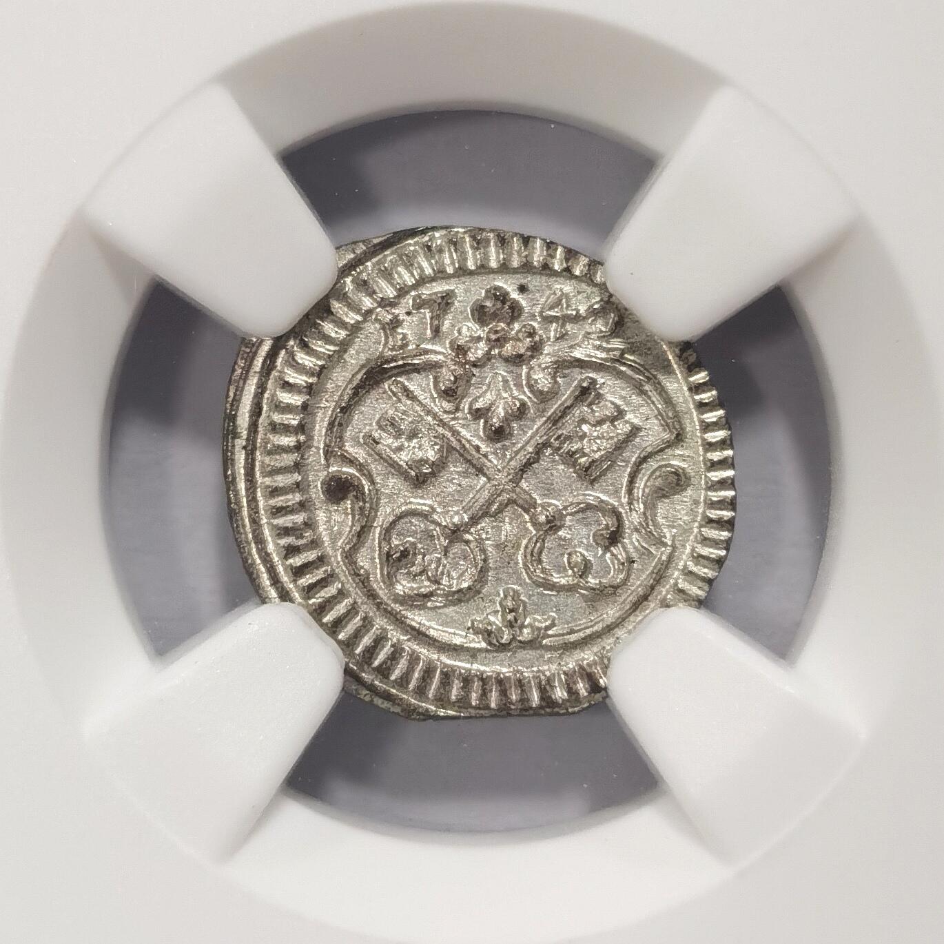 博洋堂世界钱币拍卖第084期（全场包邮） NGC MS64 亚军分！德国雷根斯堡1742年双钥匙1芬尼小银币