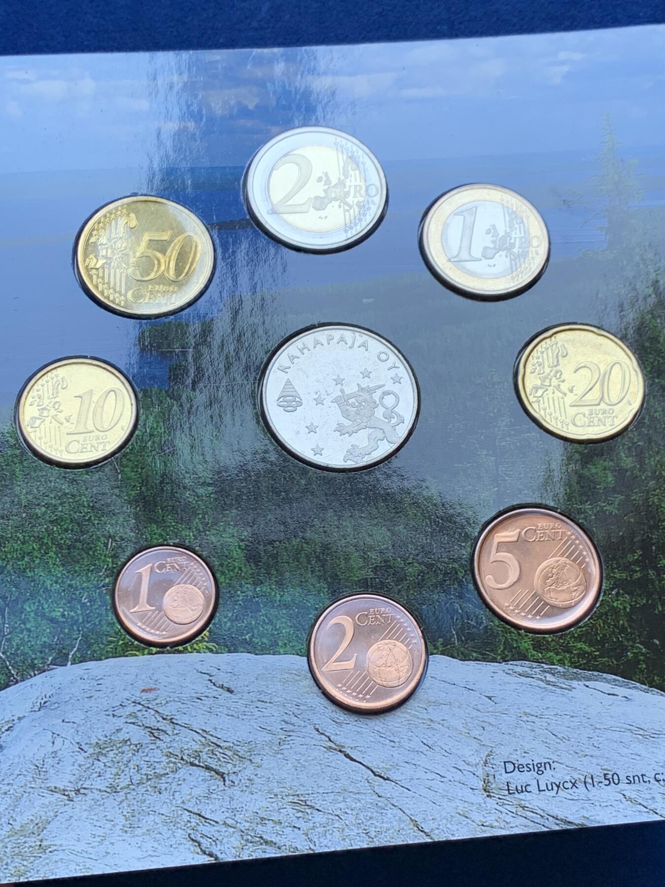 《竞宝斋》第287场-周六， 周日，周一 3场连拍 （全场包邮） 芬兰2002年精制套币 狮子不拿刀 少见欧元品种