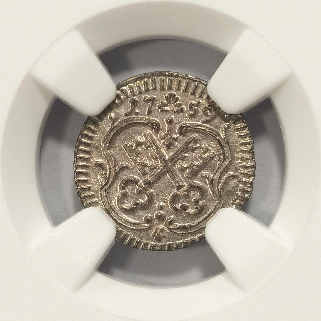 博洋堂世界钱币拍卖第084期（全场包邮） NGC MS64 德国雷根斯堡1759年双钥匙1芬尼小银币