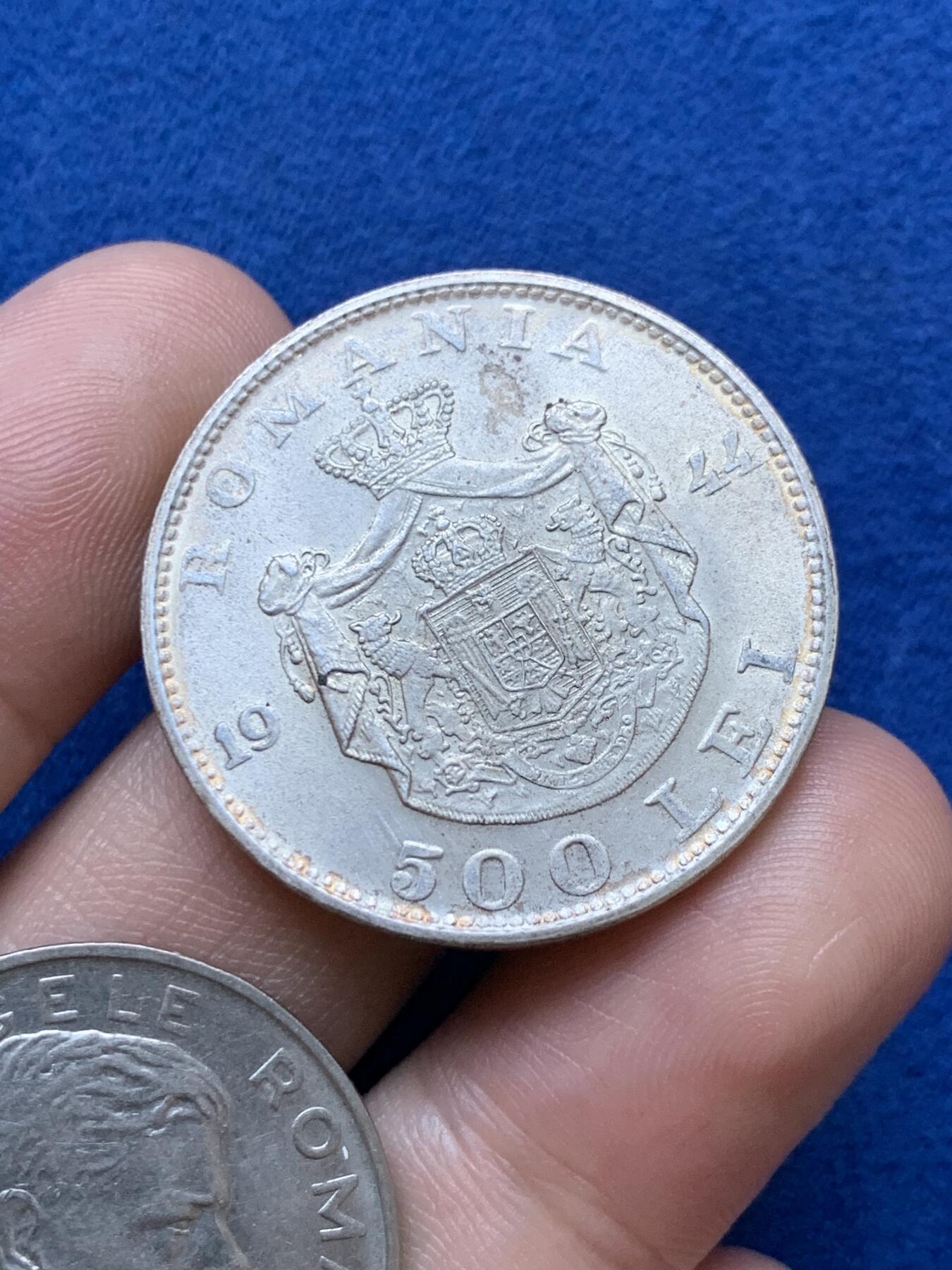 《竞宝斋》第287场-周六， 周日，周一 3场连拍 （全场包邮） 两枚一组 罗马尼亚1944年500列伊银币+1944年100列伊镍币