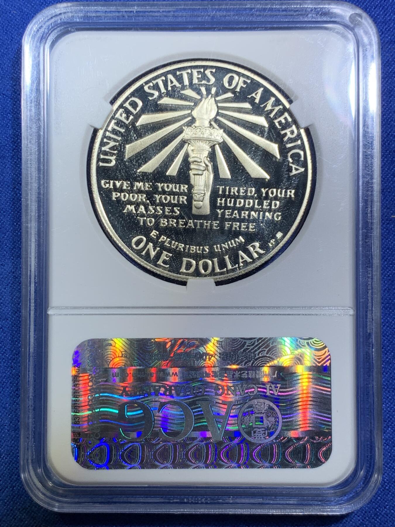 《竞宝斋》第287场-周六， 周日，周一 3场连拍 （全场包邮） 两枚一组 ACG PF67/68 美国1986年自由女神像百年组合 大的为银币  均为精制币