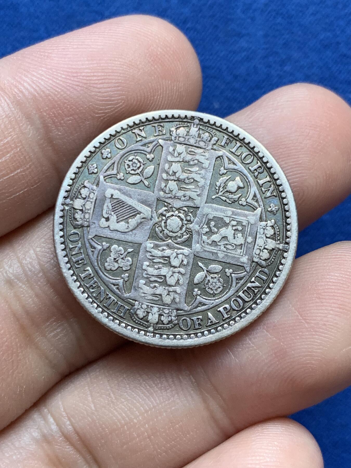 《竞宝斋》第287场-周六， 周日，周一 3场连拍 （全场包邮） 1849年英国维多利亚无神弗洛林银币 老味道 细节很好