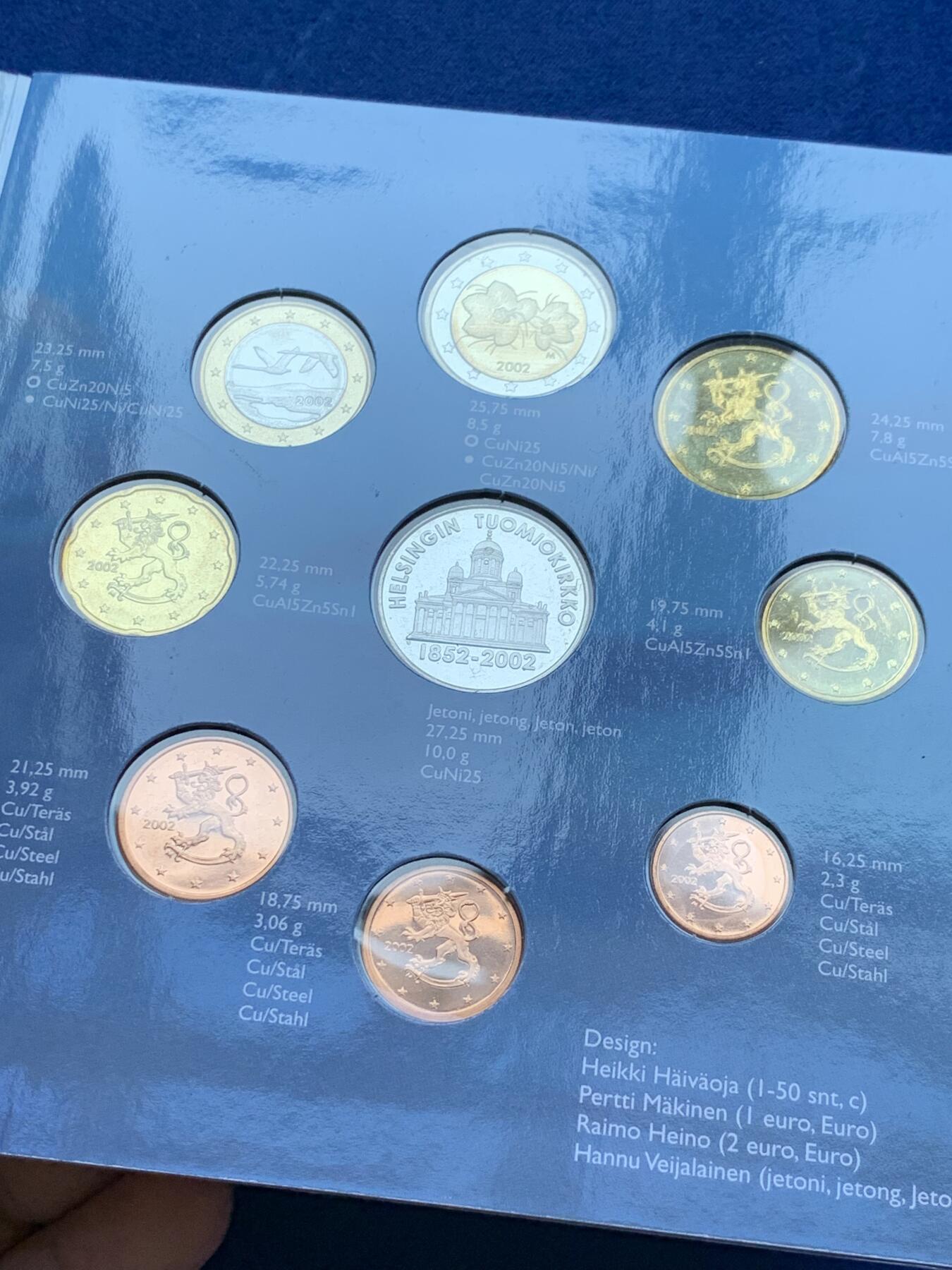 《竞宝斋》第287场-周六， 周日，周一 3场连拍 （全场包邮） 芬兰2002年精制套币 狮子不拿刀 少见欧元品种