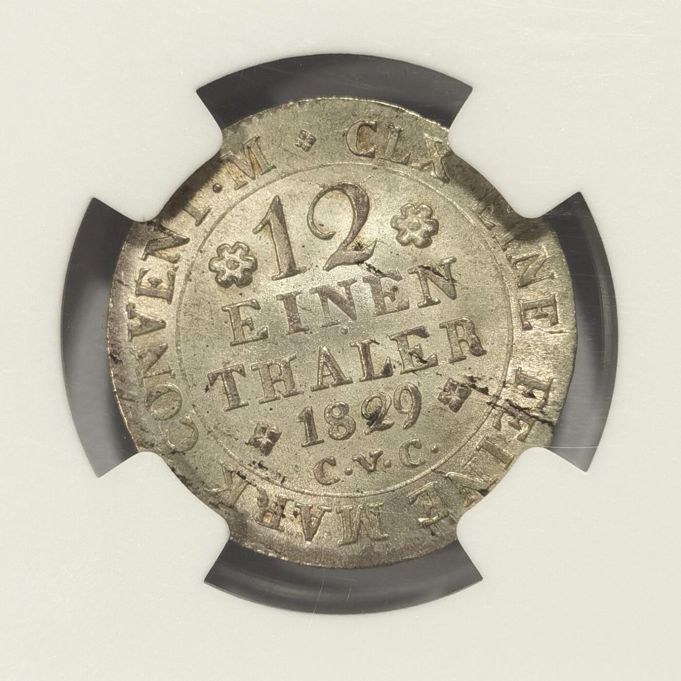 博洋堂世界钱币拍卖第084期（全场包邮） NGC MS64 亚军分！德国布伦瑞克1829年奔马1/12泰勒银币