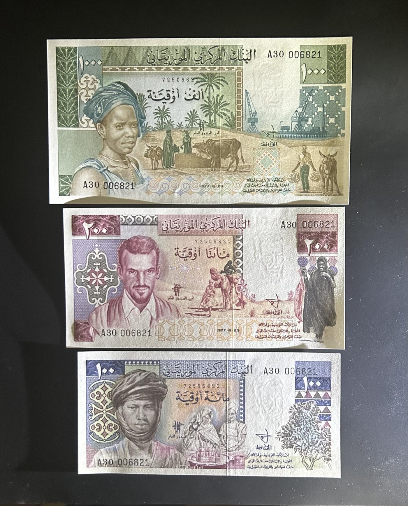 【丑猫0714】今晚7点，自动快拍 毛里塔尼亚三张全同unc(无47)