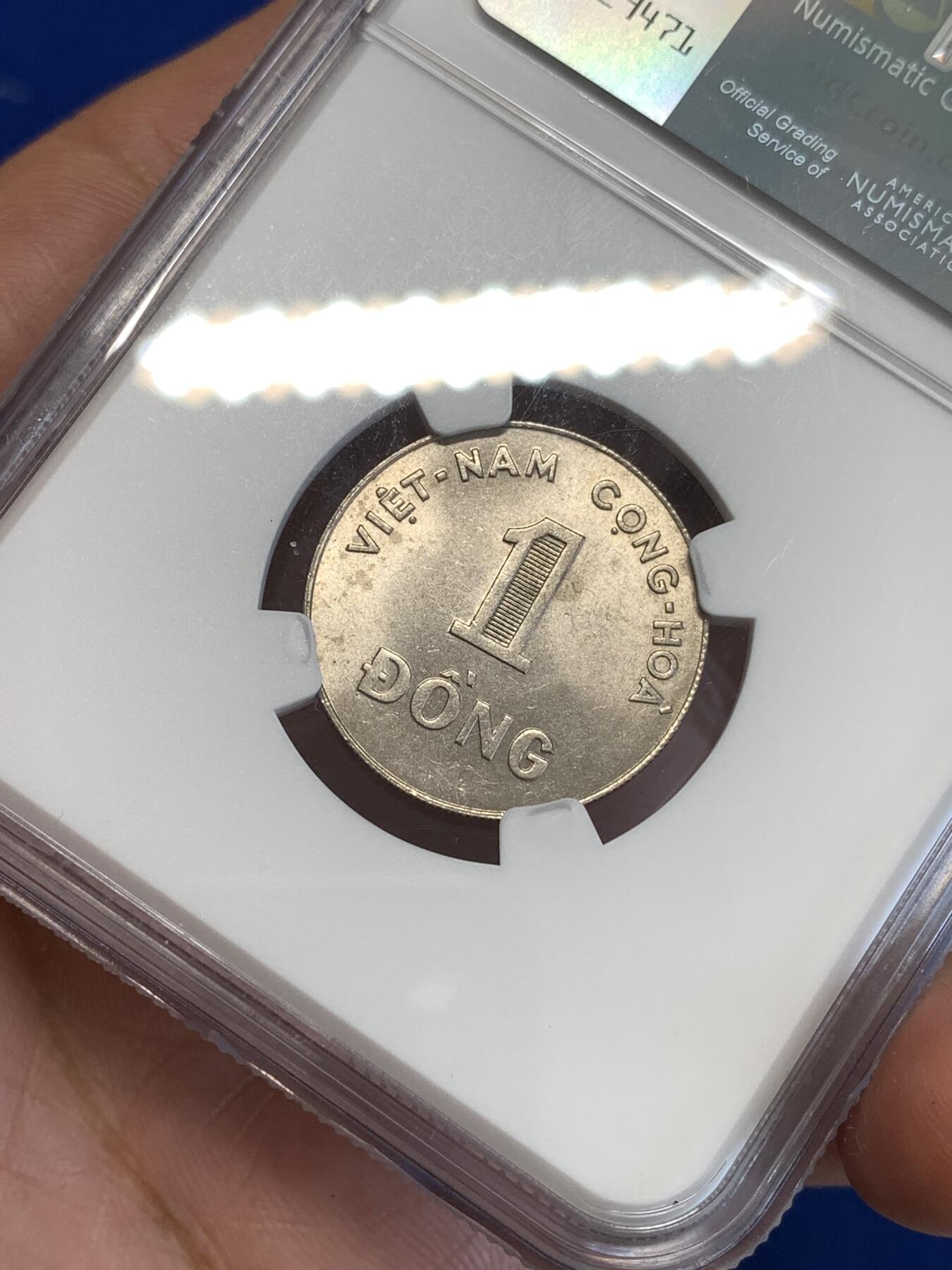 《竞宝斋》第287场-周六， 周日，周一 3场连拍 （全场包邮） NGC MS64 越南1964年麦穗1盾铜镍币