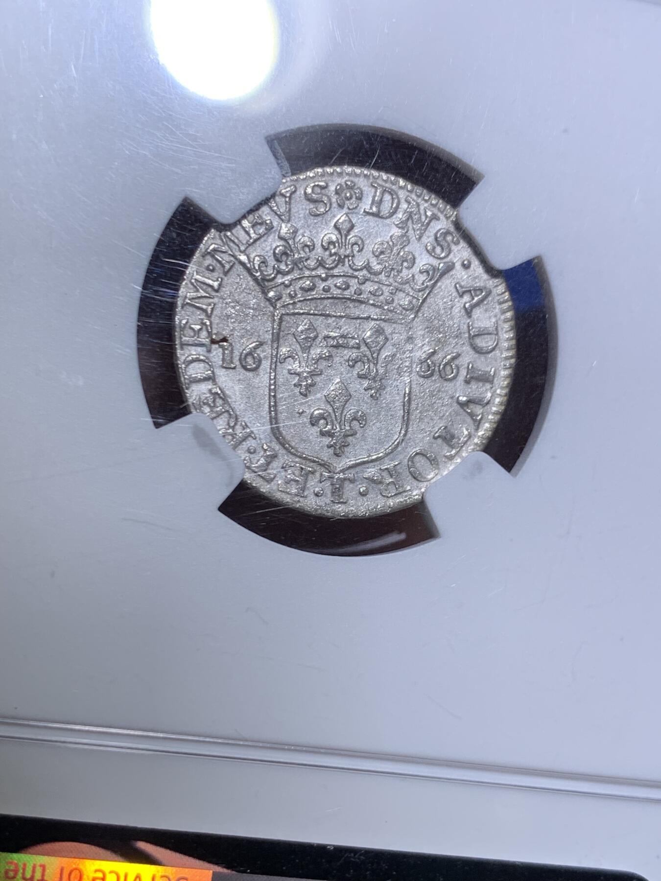 《竞宝斋》第287场-周六， 周日，周一 3场连拍 （全场包邮） NGC MS63 意大利1666年路易基诺银币 少见的Tassarolo邦国 仿法国1/12埃居形制的经典小银 原始光泽 少见品相