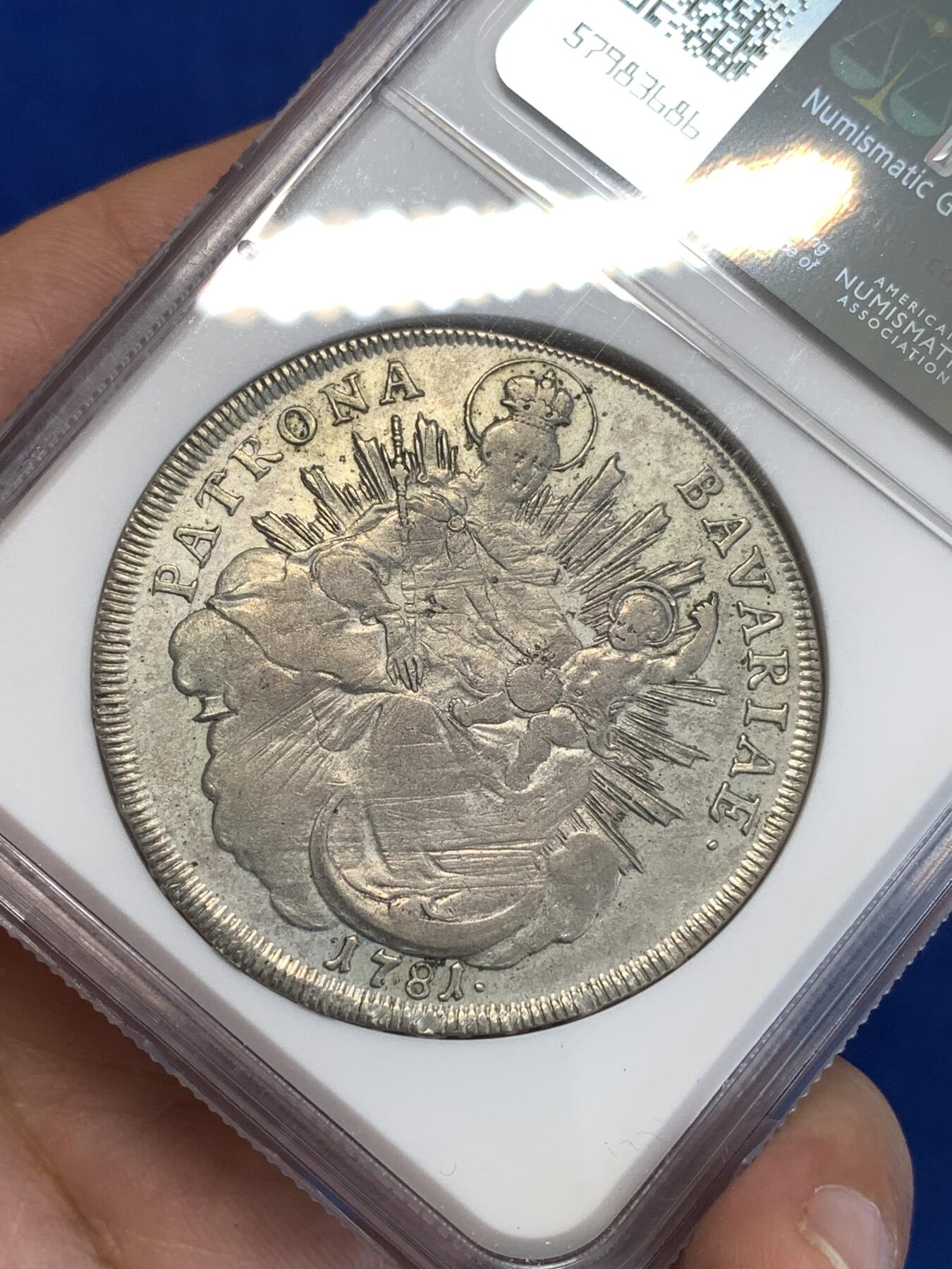 《竞宝斋》第287场-周六， 周日，周一 3场连拍 （全场包邮） NGC XFD 德国巴伐利亚1781查尔斯·西奥多泰勒银币