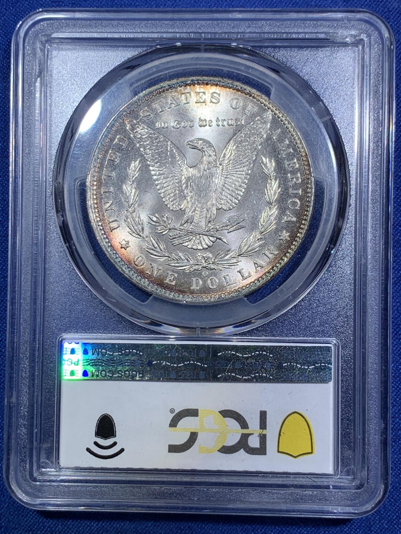《竞宝斋》第287场-周六， 周日，周一 3场连拍 （全场包邮） PCGS MS64 美国1900年摩根银币O版 环彩包浆 市场上比较少年份的摩根银币。