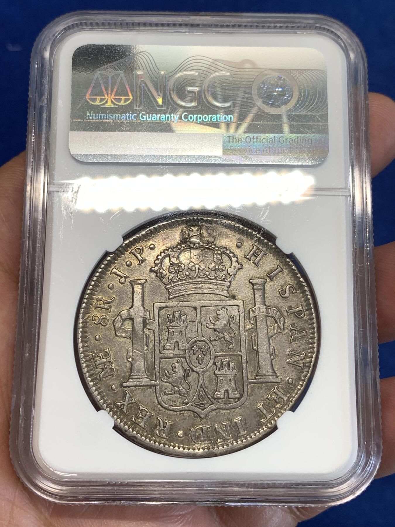 《竞宝斋》第287场-周六， 周日，周一 3场连拍 （全场包邮） NGC VFD 西属秘鲁 1812年 费迪南七世 8里亚尔 大银币 秘鲁的比墨西哥的少很多 细节见图