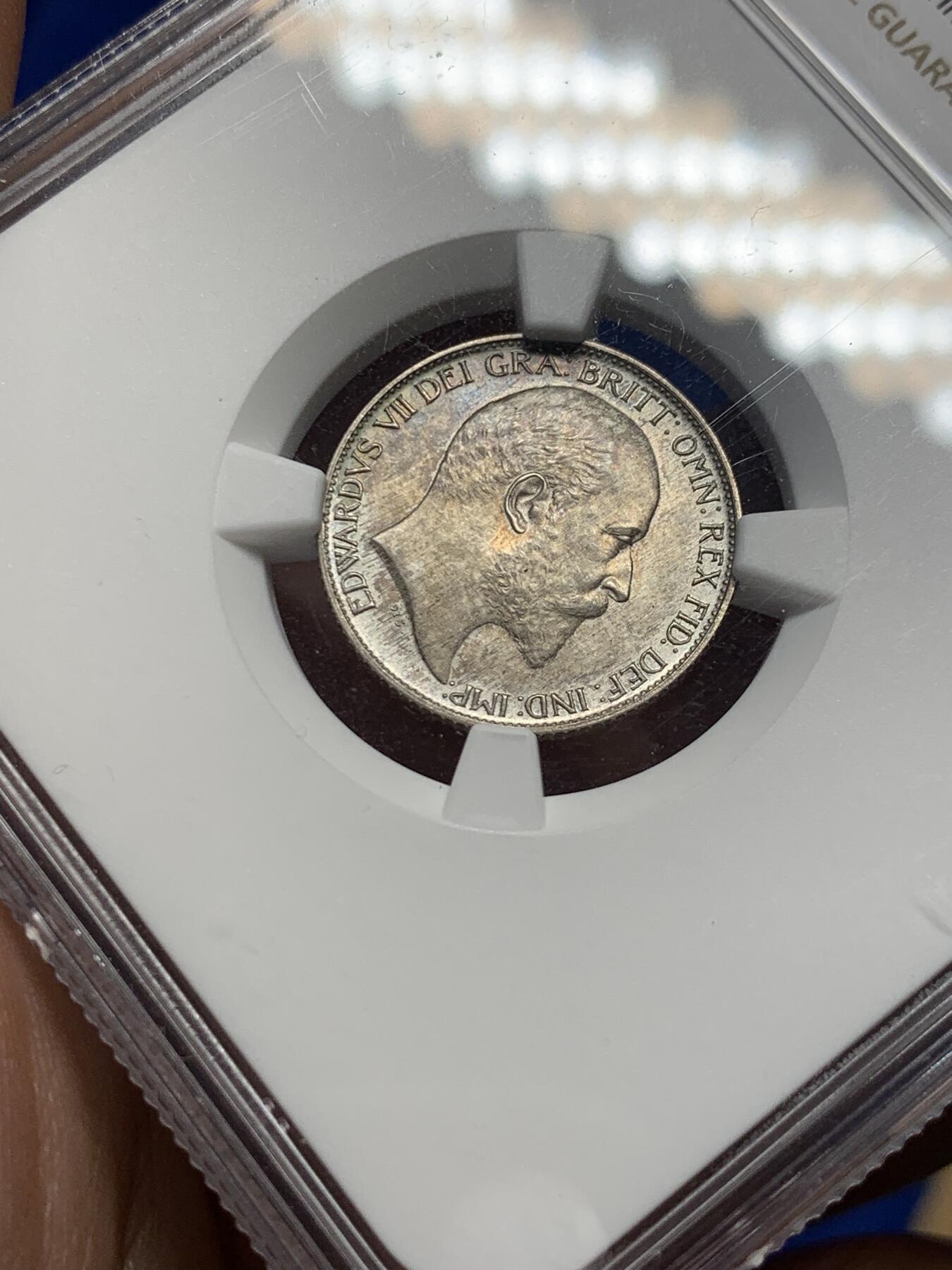 《竞宝斋》第287场-周六， 周日，周一 3场连拍 （全场包邮） NGC PF62 英国1902年爱德华七世精制6便士