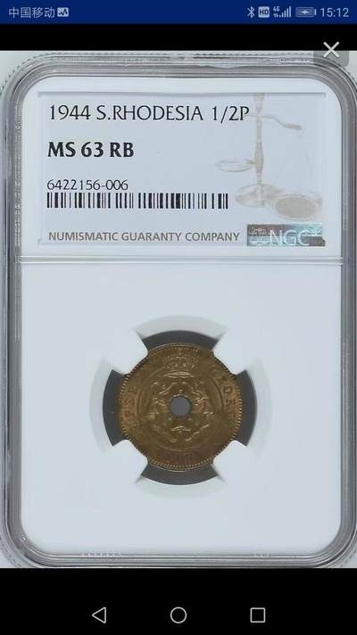 NGC-MS63RB英属南罗德西亚1944年 - NGC-MS63RB英属南罗德西亚1944年