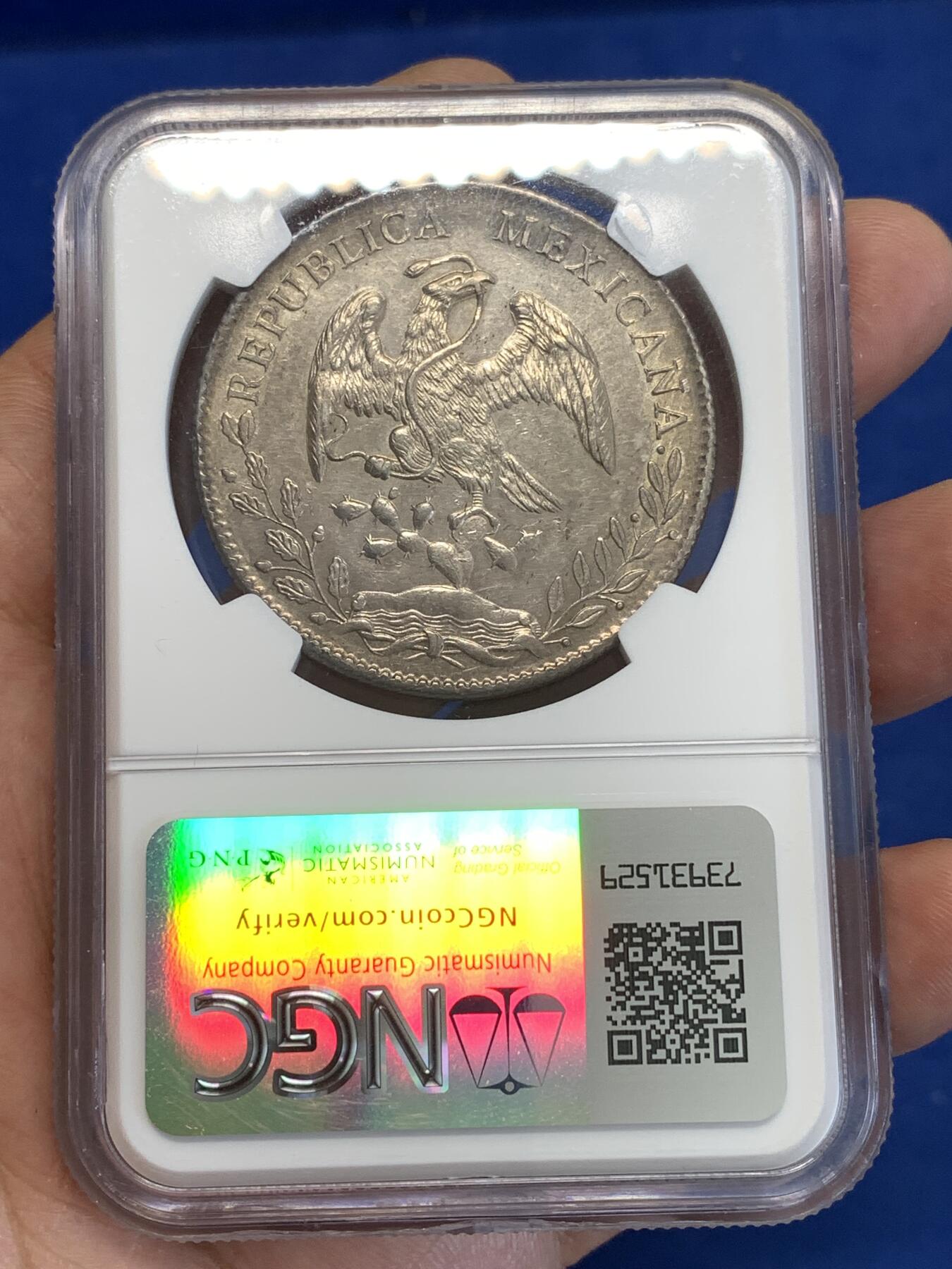 《竞宝斋》第287场-周六， 周日，周一 3场连拍 （全场包邮） NGC MS61 墨西哥1891年8R花边鹰洋 少见厂 包浆和光度都非常好