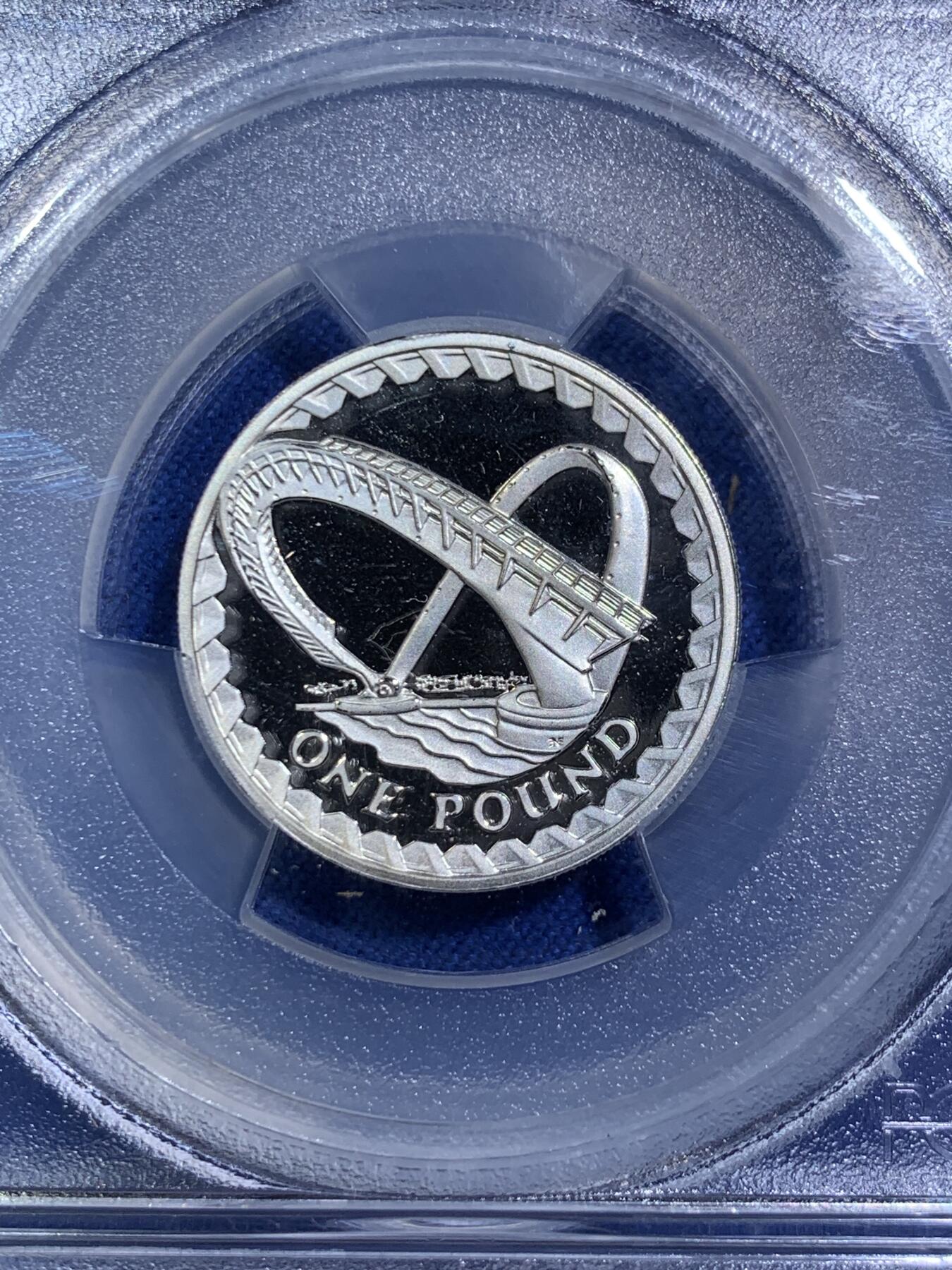 《竞宝斋》第287场-周六， 周日，周一 3场连拍 （全场包邮） PCGS金盾 PR69DCAM 英国2007年盖茨黑德千禧桥1镑精制加厚银币