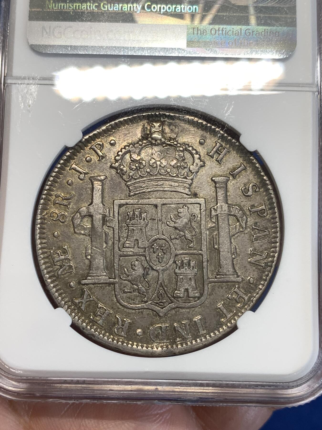 《竞宝斋》第287场-周六， 周日，周一 3场连拍 （全场包邮） NGC VFD 西属秘鲁 1812年 费迪南七世 8里亚尔 大银币 秘鲁的比墨西哥的少很多 细节见图