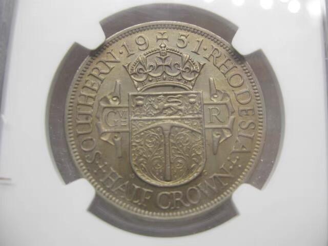 NGC-MS62英属南罗德西亚1951年1/2克朗
