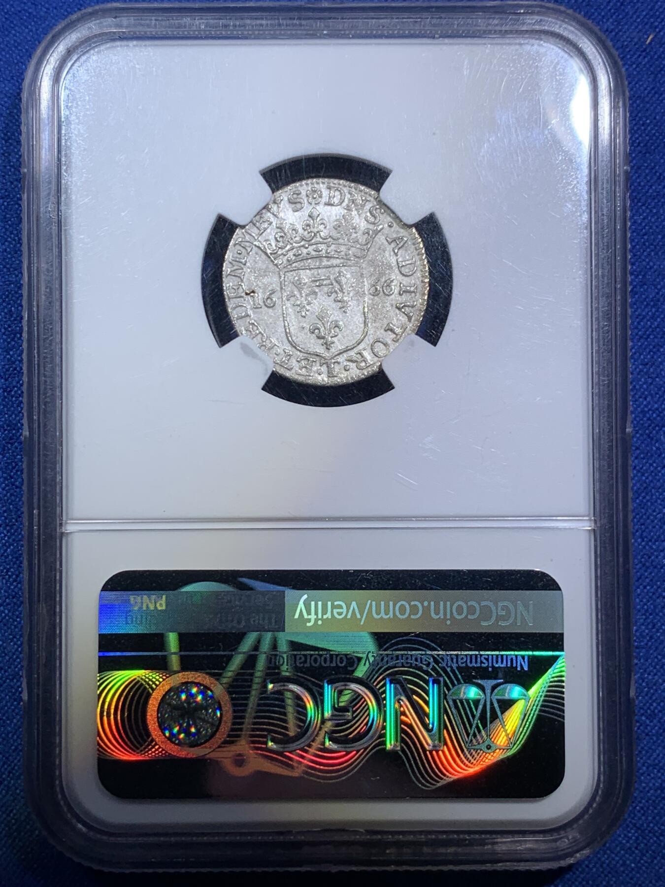 《竞宝斋》第287场-周六， 周日，周一 3场连拍 （全场包邮） NGC MS63 意大利1666年路易基诺银币 少见的Tassarolo邦国 仿法国1/12埃居形制的经典小银 原始光泽 少见品相