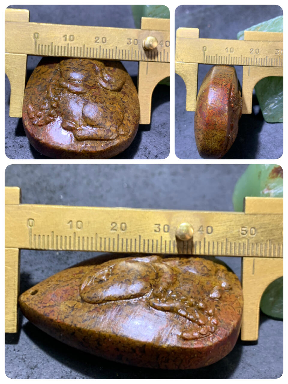 精美亚光满草花纹战国红玛瑙手工雕刻玉兔吊坠一个