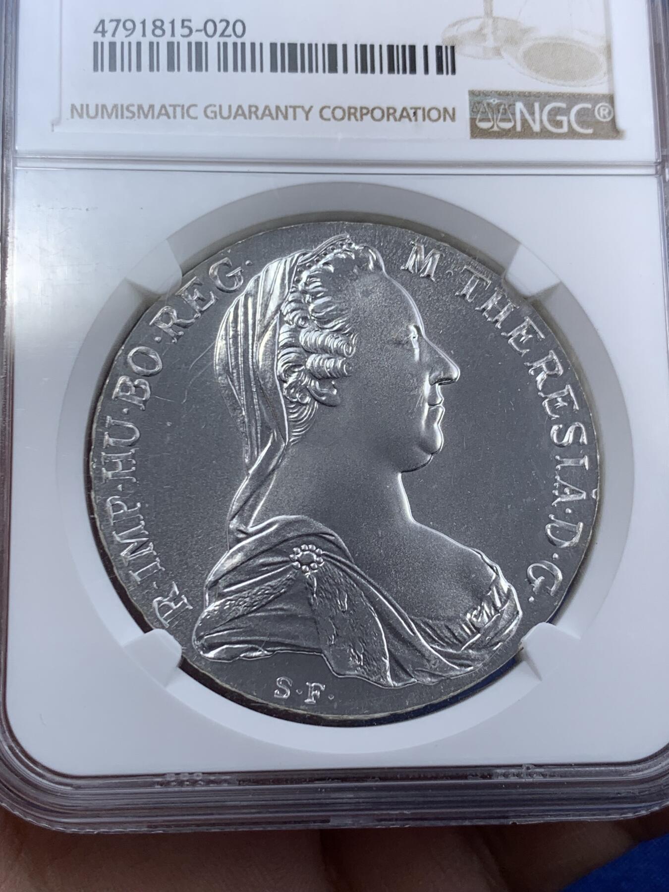 《竞宝斋》第287场-周六， 周日，周一 3场连拍 （全场包邮） NGC MS67 奥地利1780 后铸版 大奶妈玛丽亚·特蕾莎皇后1泰勒银币