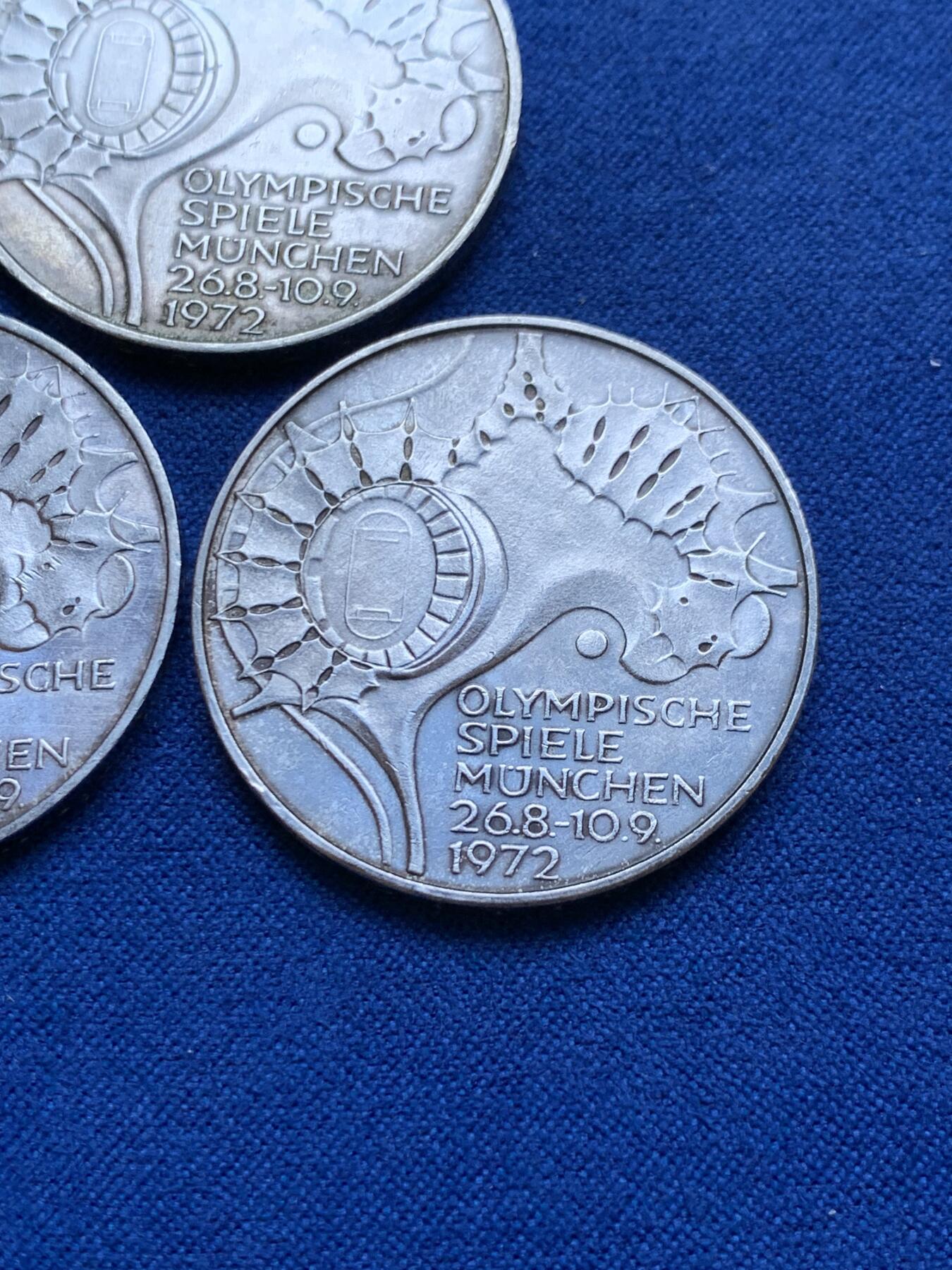 《竞宝斋》第287场-周六， 周日，周一 3场连拍 （全场包邮） 3枚一组 德国1972年10马克银币 不同厂别