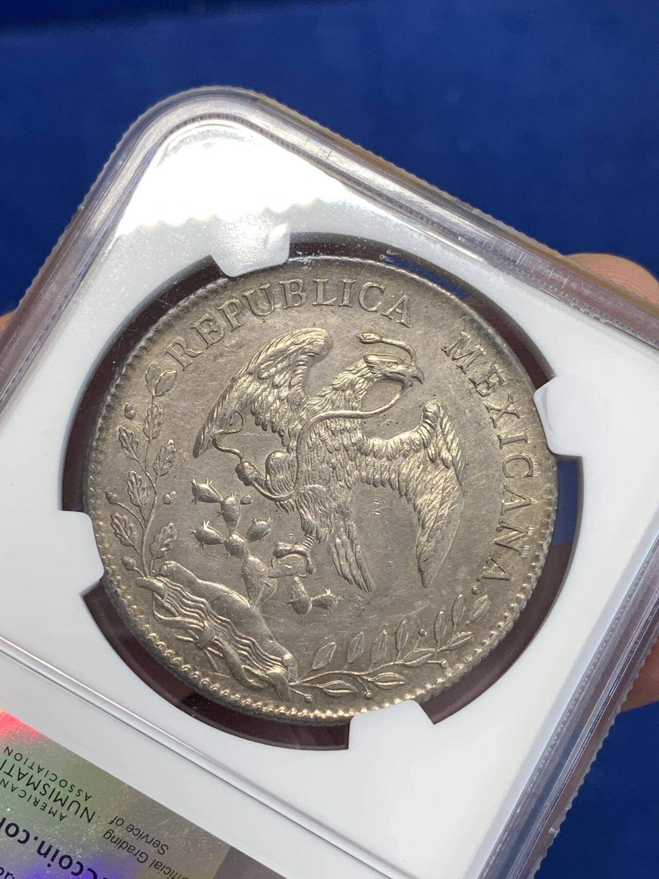 《竞宝斋》第287场-周六， 周日，周一 3场连拍 （全场包邮） NGC MS61 墨西哥1891年8R花边鹰洋 少见厂 包浆和光度都非常好