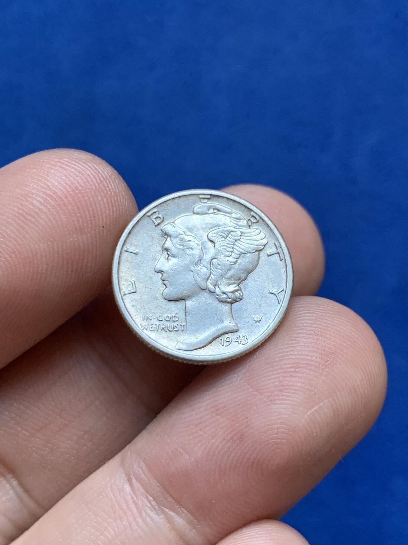 《竞宝斋》第287场-周六， 周日，周一 3场连拍 （全场包邮） 1943年美国小飞侠1迪姆银币 好品