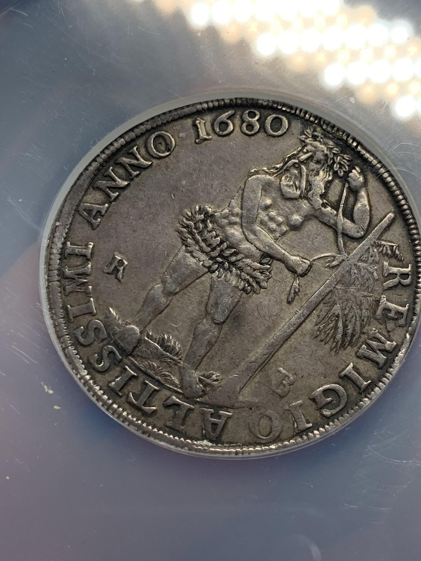 《竞宝斋》第287场-周六， 周日，周一 3场连拍 （全场包邮） NGC AU 德国 1680 布伦瑞克-沃尔芬比特尔公国 野人 泰勒 大银币 细节好 这样的年份现在上海N无法评级了 拍一枚少一枚