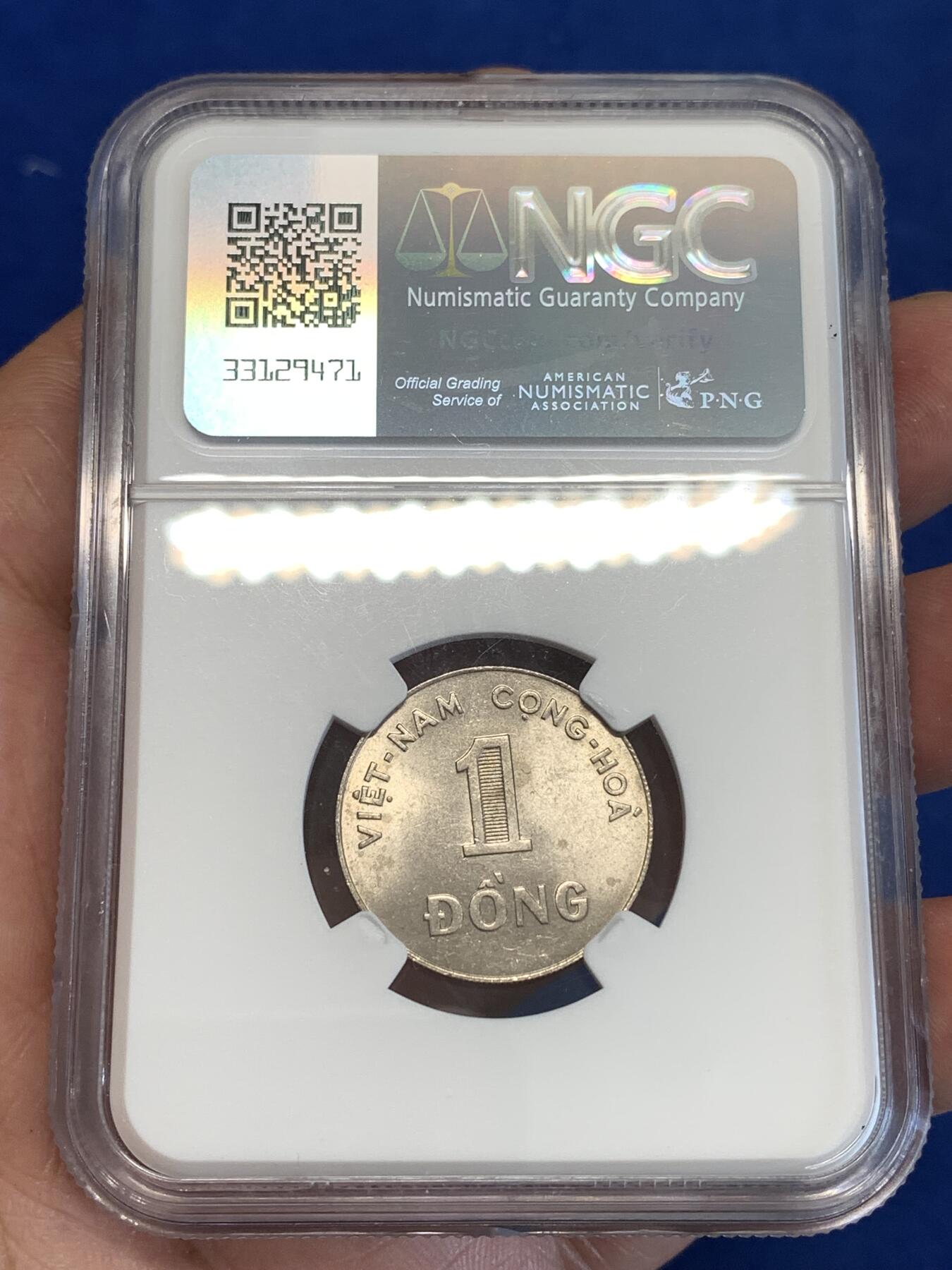 《竞宝斋》第287场-周六， 周日，周一 3场连拍 （全场包邮） NGC MS64 越南1964年麦穗1盾铜镍币