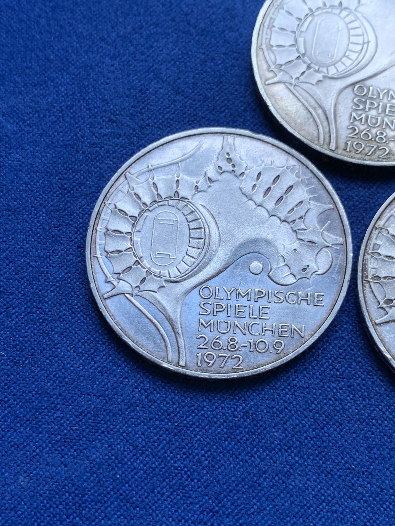 《竞宝斋》第287场-周六， 周日，周一 3场连拍 （全场包邮） 3枚一组 德国1972年10马克银币 不同厂别