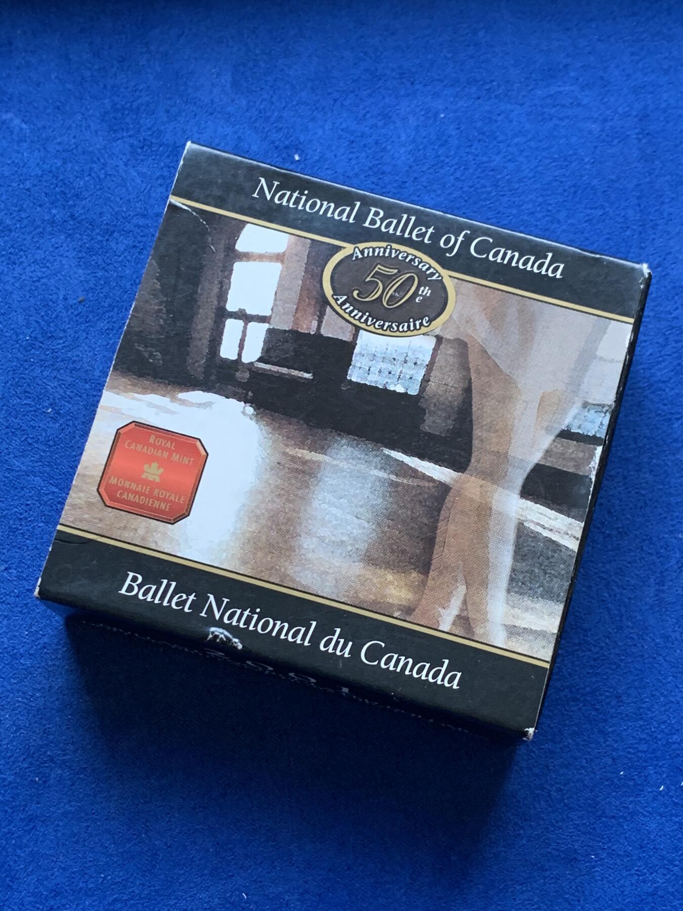 《竞宝斋》第287场-周六， 周日，周一 3场连拍 （全场包邮） 加拿大2001年发行国家芭蕾舞团成立50周年磨砂纪念银币 25.2g 盒证齐全