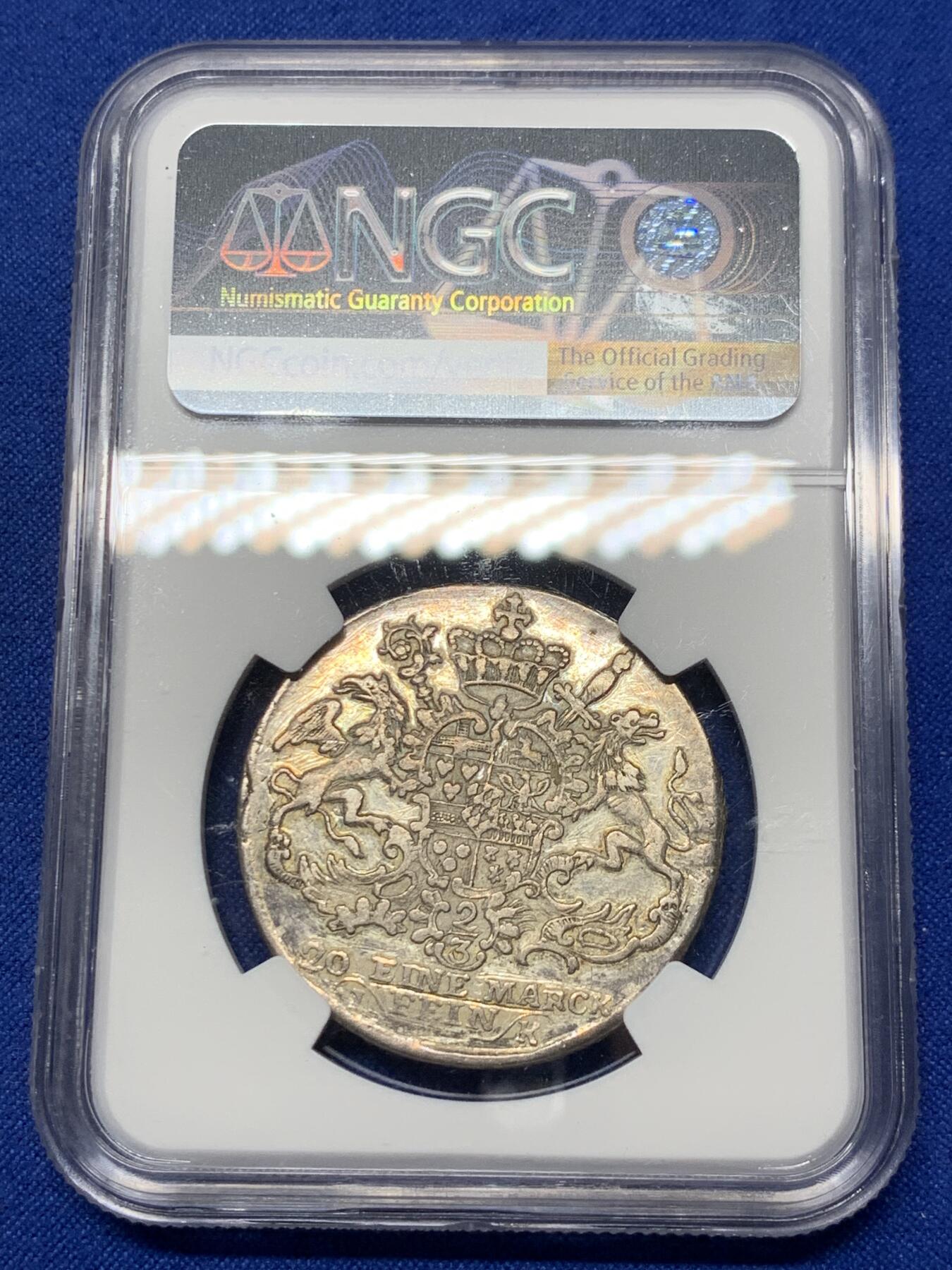 《竞宝斋》第287场-周六， 周日，周一 3场连拍 （全场包邮） NGC AU 德国 1764 明斯特主教区 柯尼塞克 2/3泰勒银币 稀少品种 该年份银币最大面值