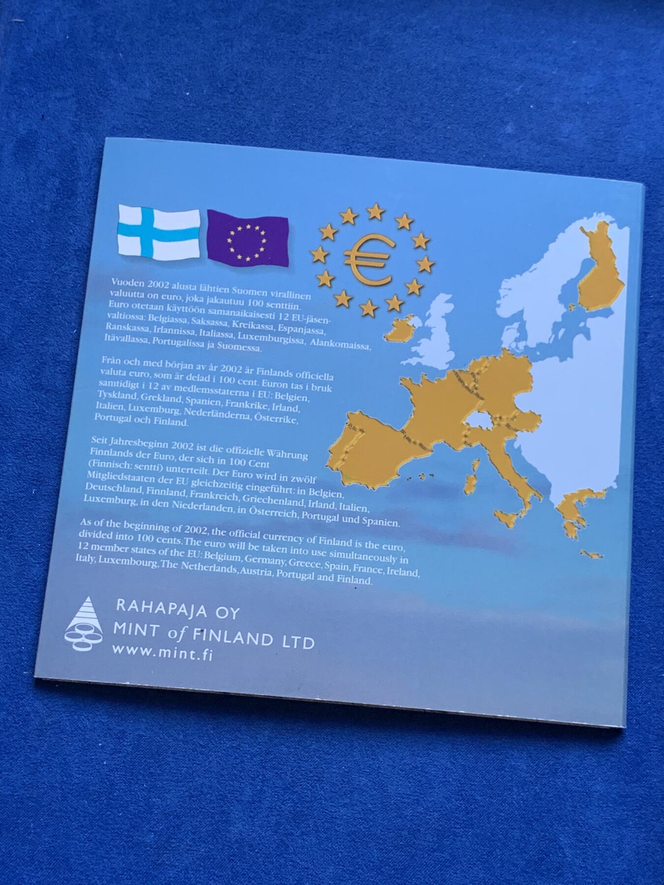 《竞宝斋》第287场-周六， 周日，周一 3场连拍 （全场包邮） 芬兰2002年精制套币 狮子不拿刀 少见欧元品种