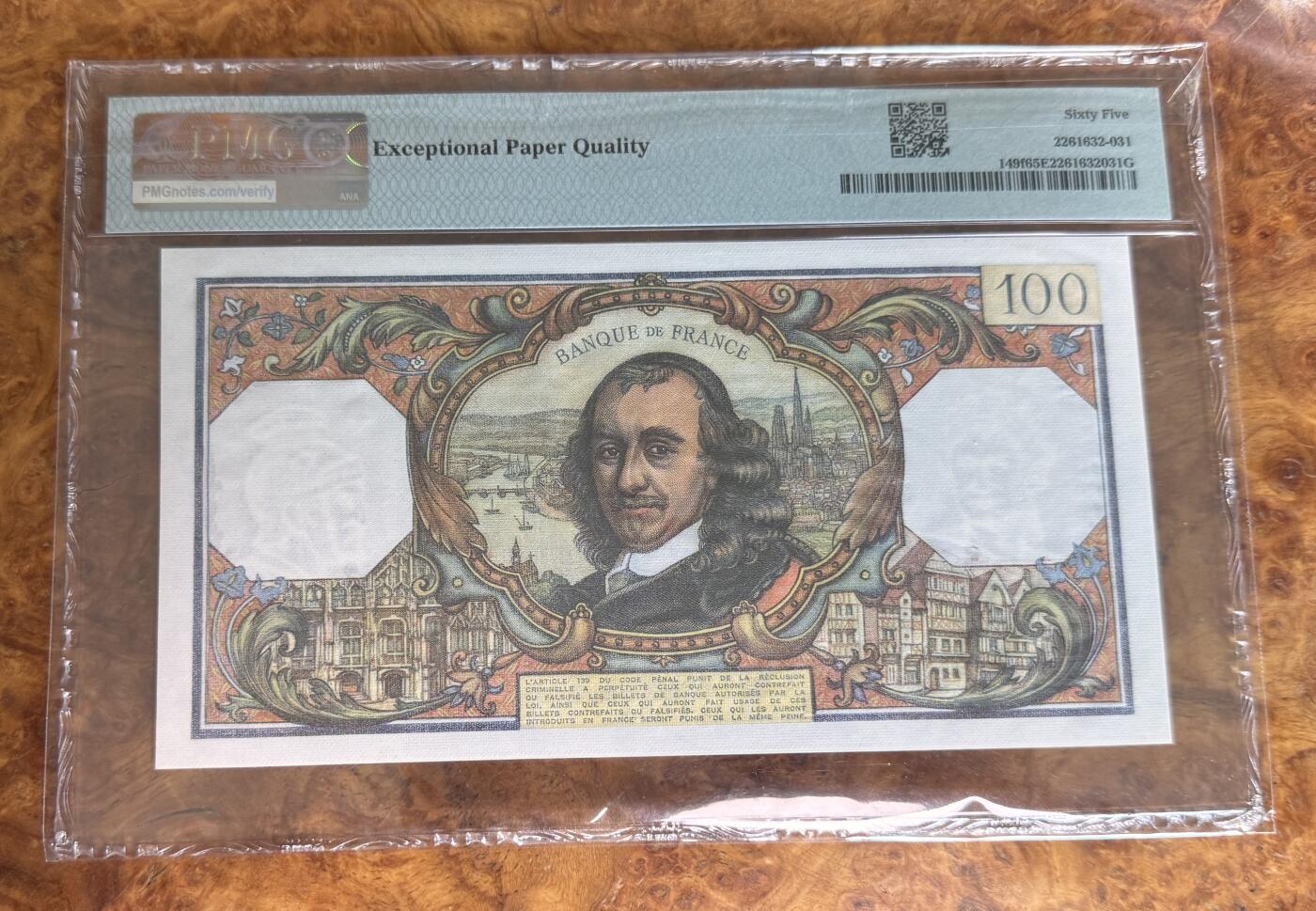 Chase Auction 第30期 - - 外钞、民国钞和人民币混合场！ 1976年法国100法郎，PMG65！