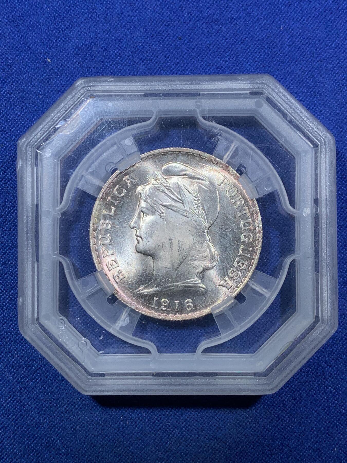 《竞宝斋》第288场-周六， 周日，周一 3场连拍 （全场包邮） 法国评级 GENI MS65 葡萄牙1916年自由女神半圆50分银币 超高分品级