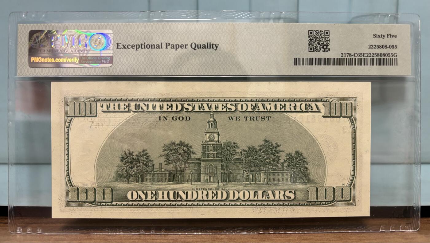 Chase Auction 第30期 - - 外钞、民国钞和人民币混合场！ 2003年 100美元 联邦储备券 大头版 倒置号码 PMG评级65EPQ