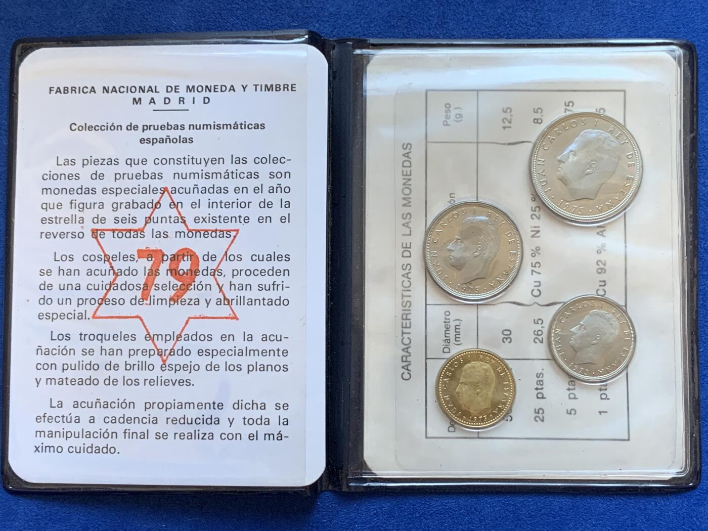 《竞宝斋》第288场-周六， 周日，周一 3场连拍 （全场包邮） 册装 西班牙1975胡安卡洛斯一世4枚装套币