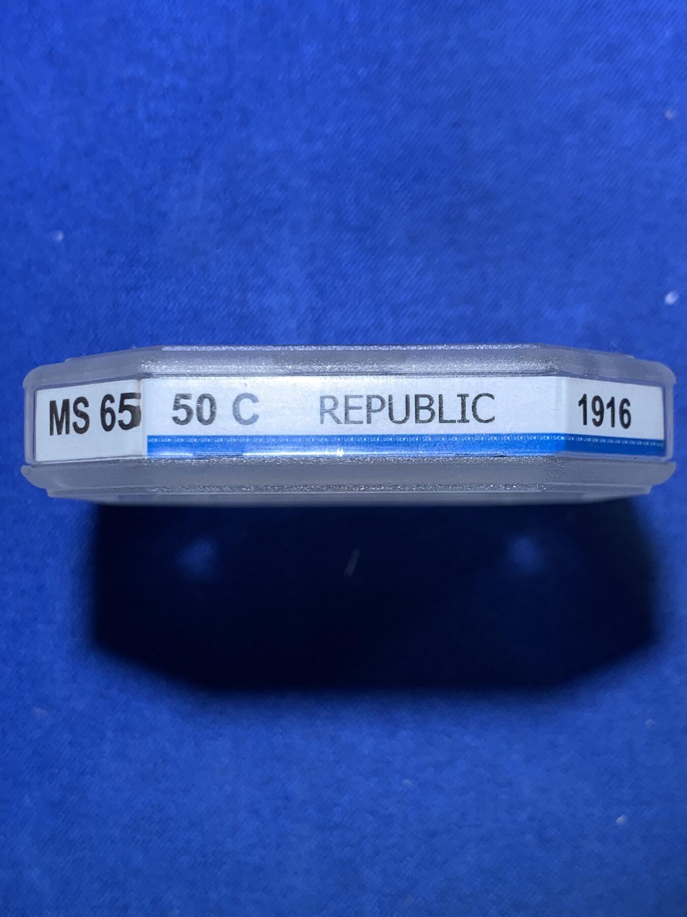 《竞宝斋》第288场-周六， 周日，周一 3场连拍 （全场包邮） 法国评级 GENI MS65 葡萄牙1916年自由女神半圆50分银币 超高分品级