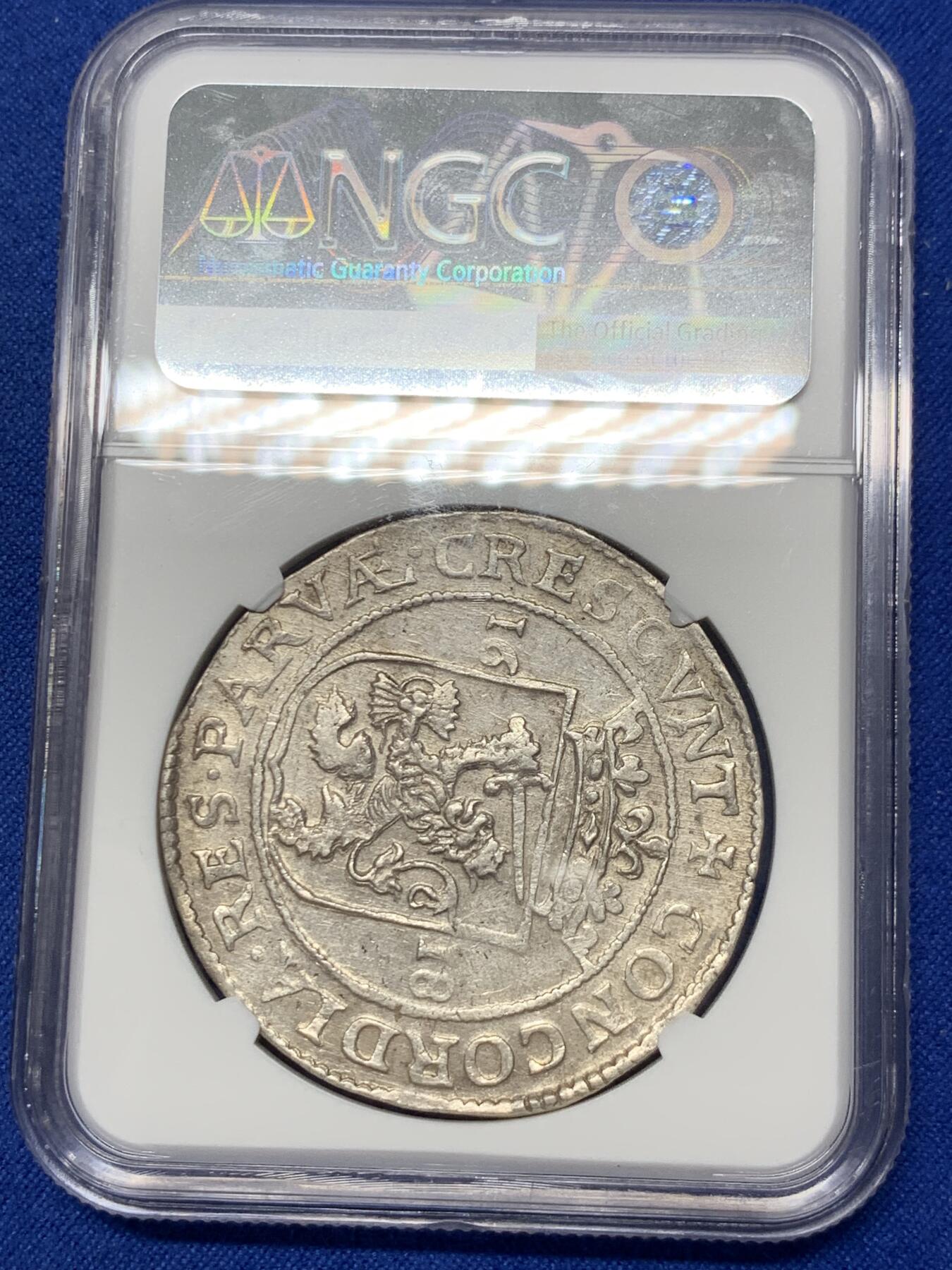 《竞宝斋》第288场-周六， 周日，周一 3场连拍 （全场包邮） NGC UNC 荷兰 1618 西弗里斯兰省 1RD 大银币 该款深打极少见 （提灯定损的鼻祖）